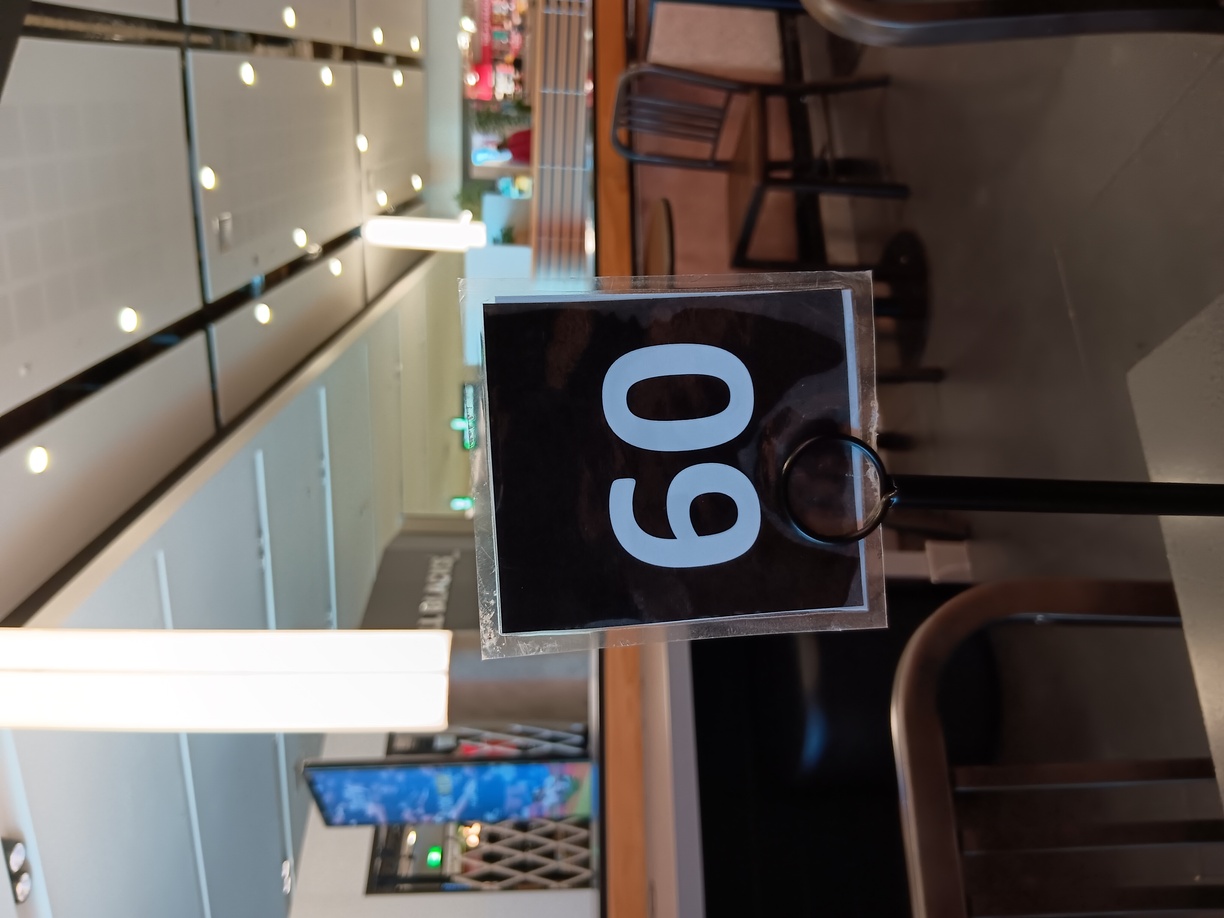 A café sign with the number 60