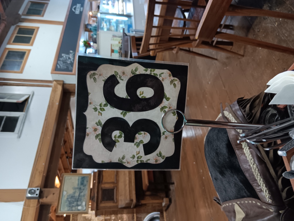 A café sign with the number 36