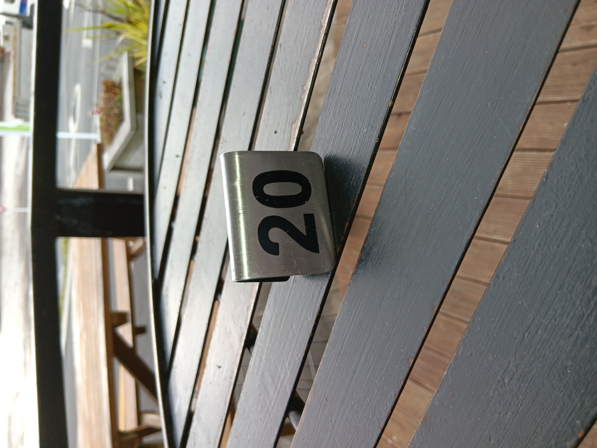 A café sign with the number 20