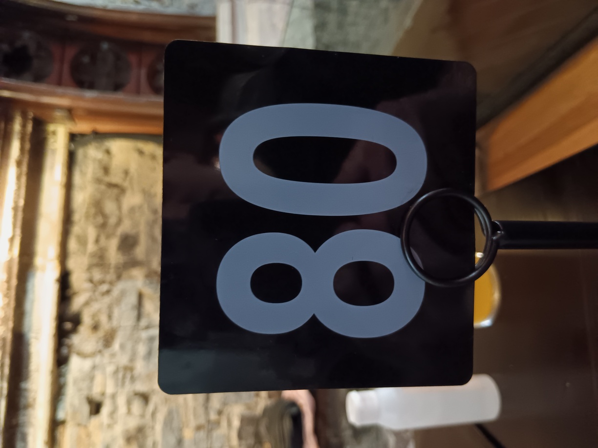 A café sign with the number 80