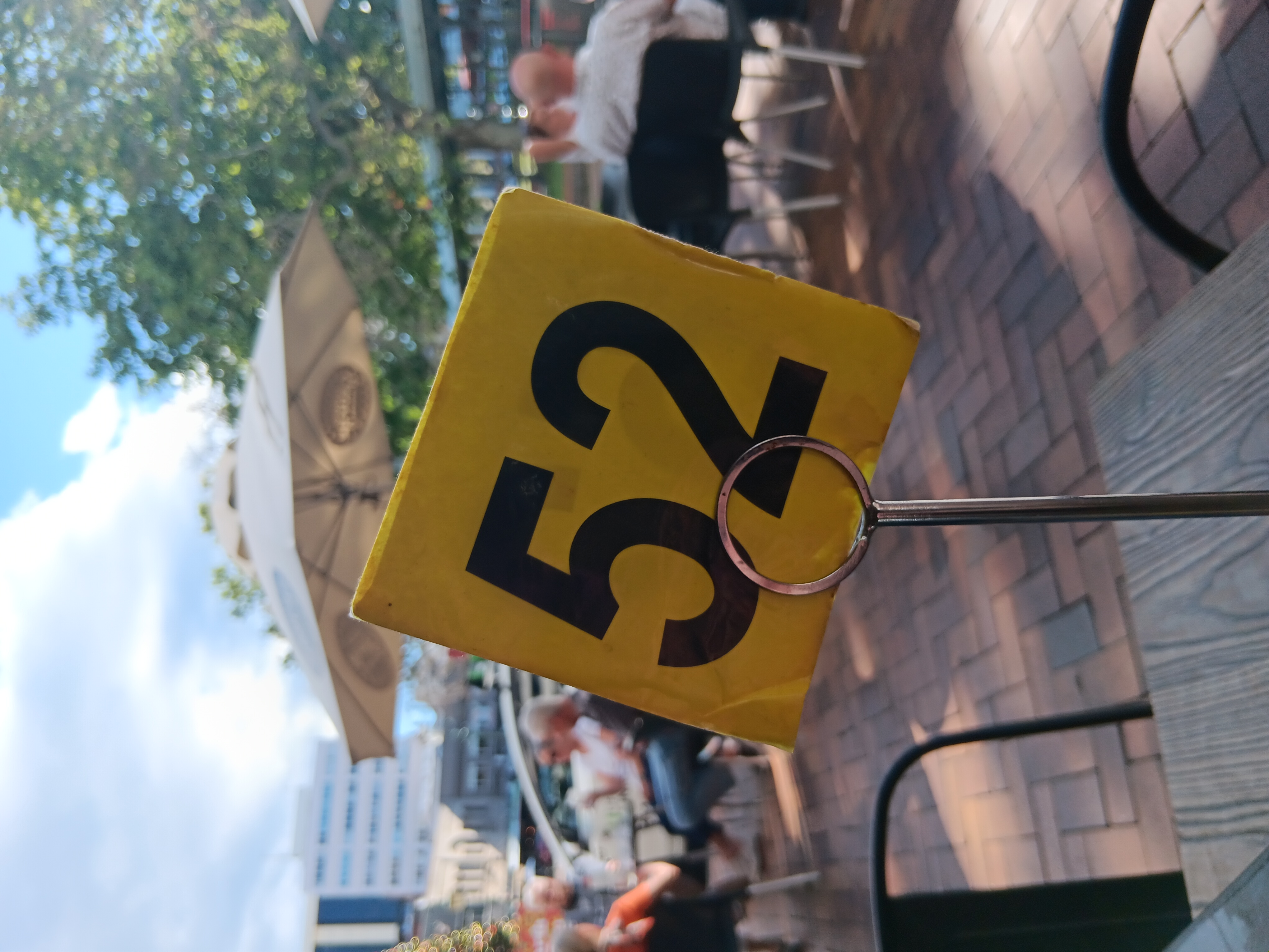 A café sign with the number 52