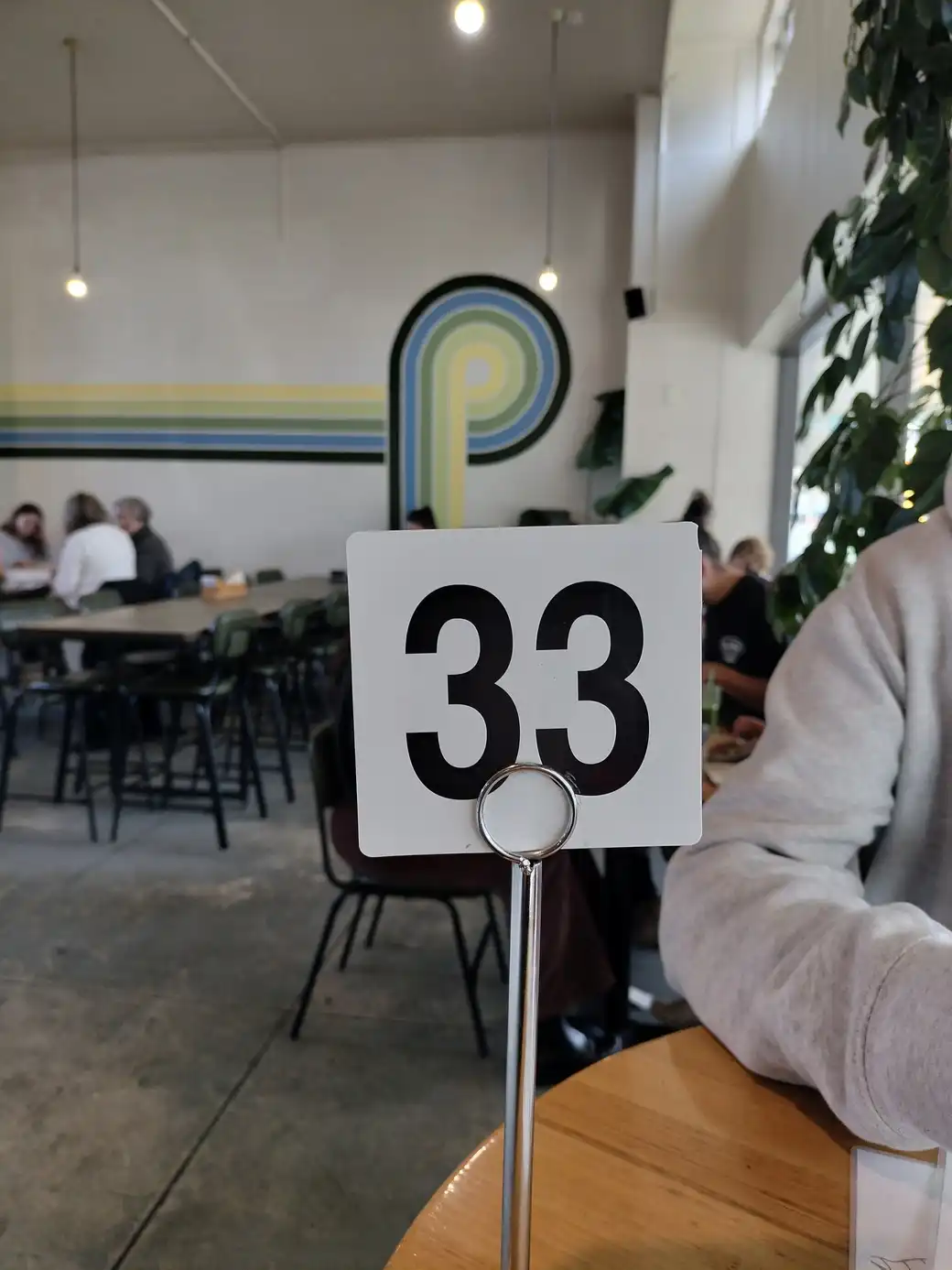 A café sign with the number 33
