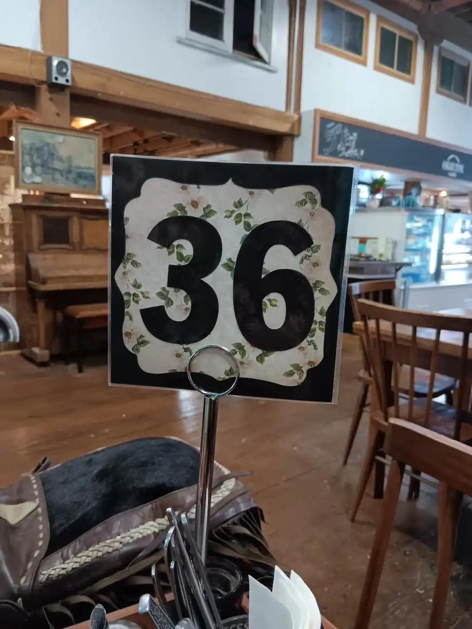 A café sign with the number 36