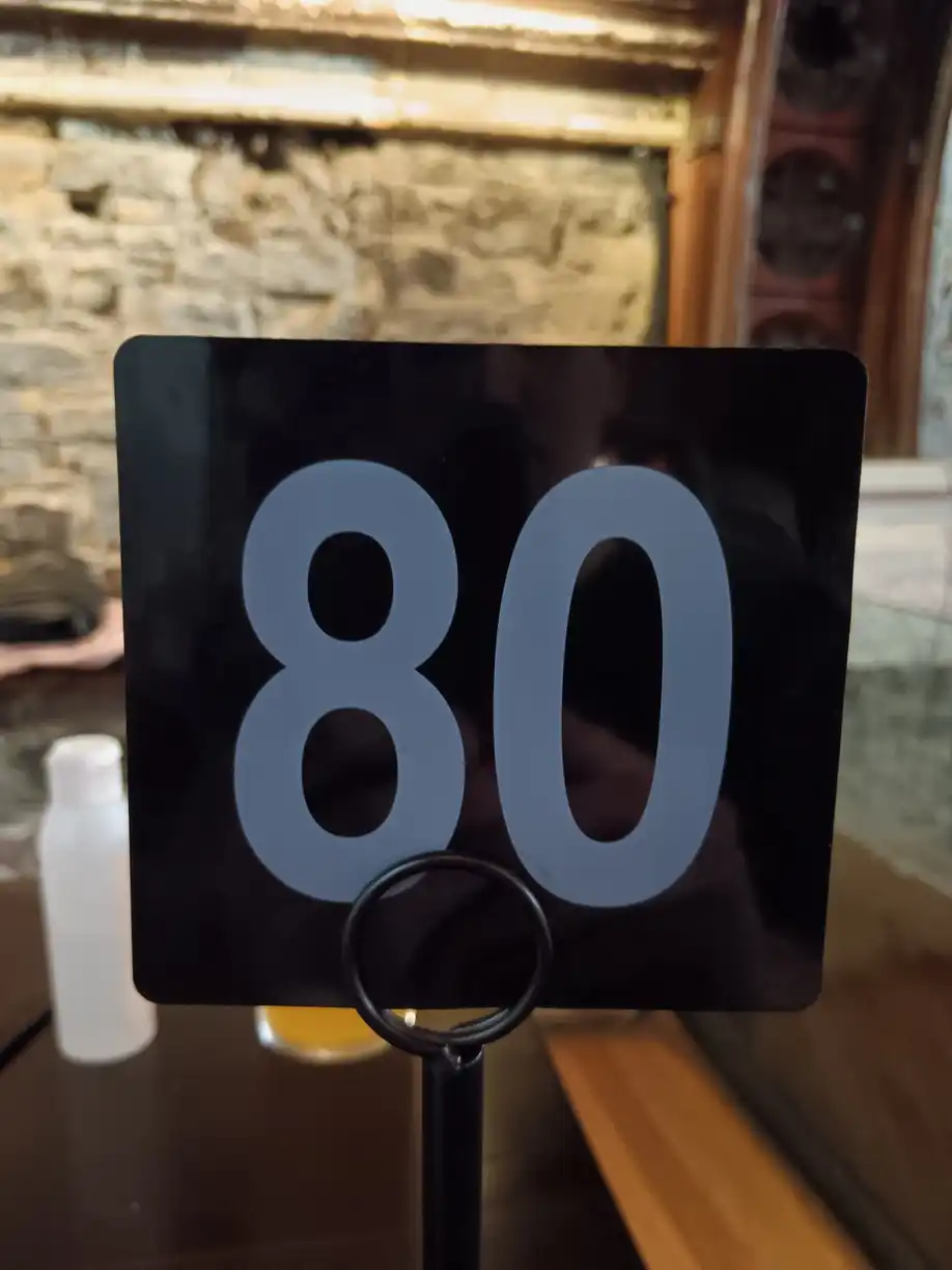 A café sign with the number 80